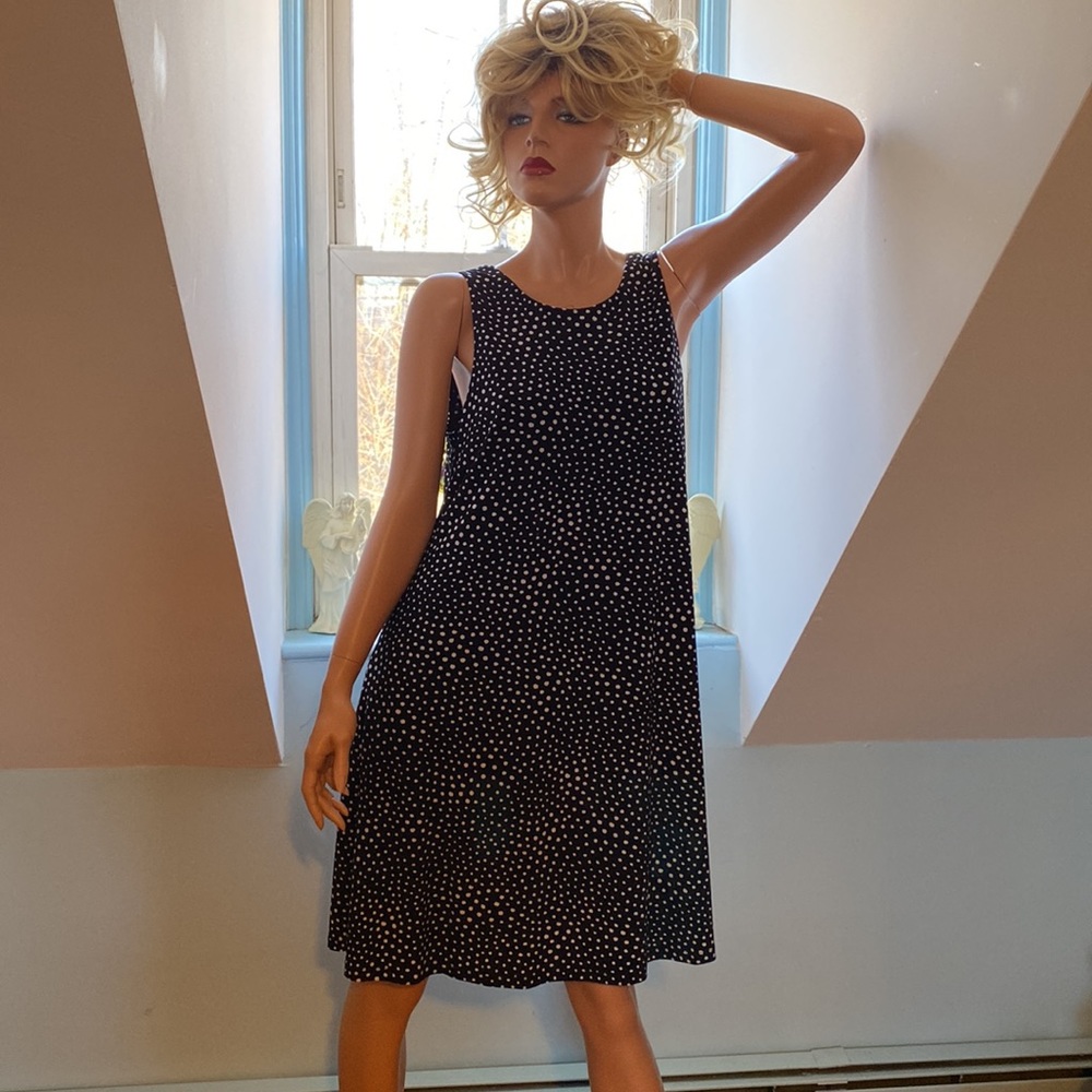 ANNE KLEIN POLKA DOT A LINE FULLY LINED SUNDRESS SZ 10 EUC